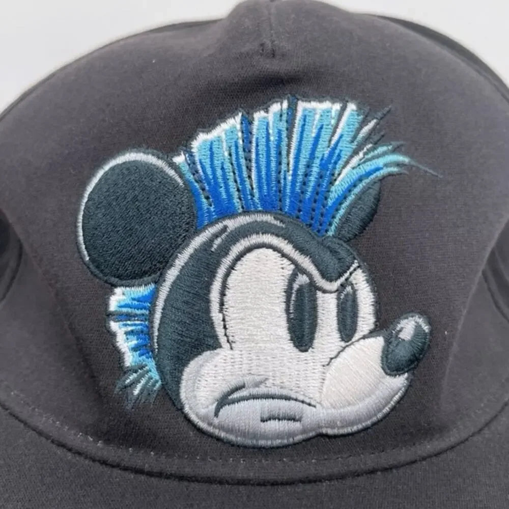 Disney Mickey Mouse Baseball Caps Attitude Edgy Mohawk Punk Blue Black Youth Fit